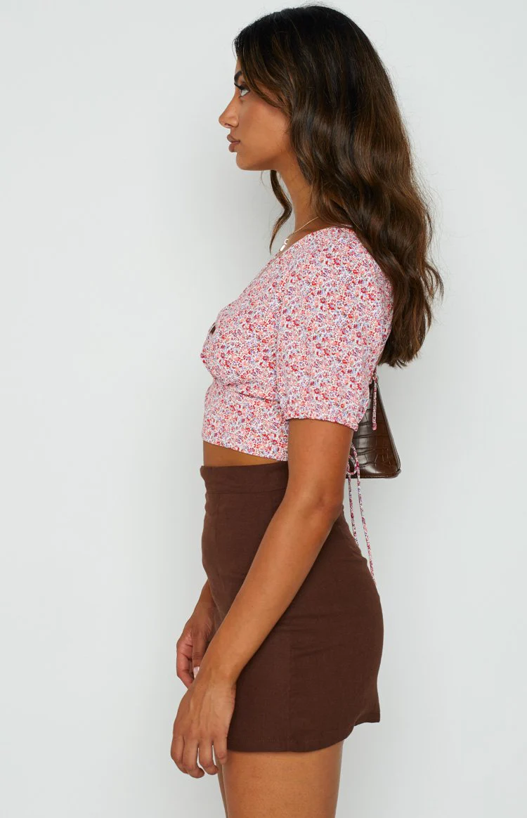 Harlo Pink Floral Tie Top