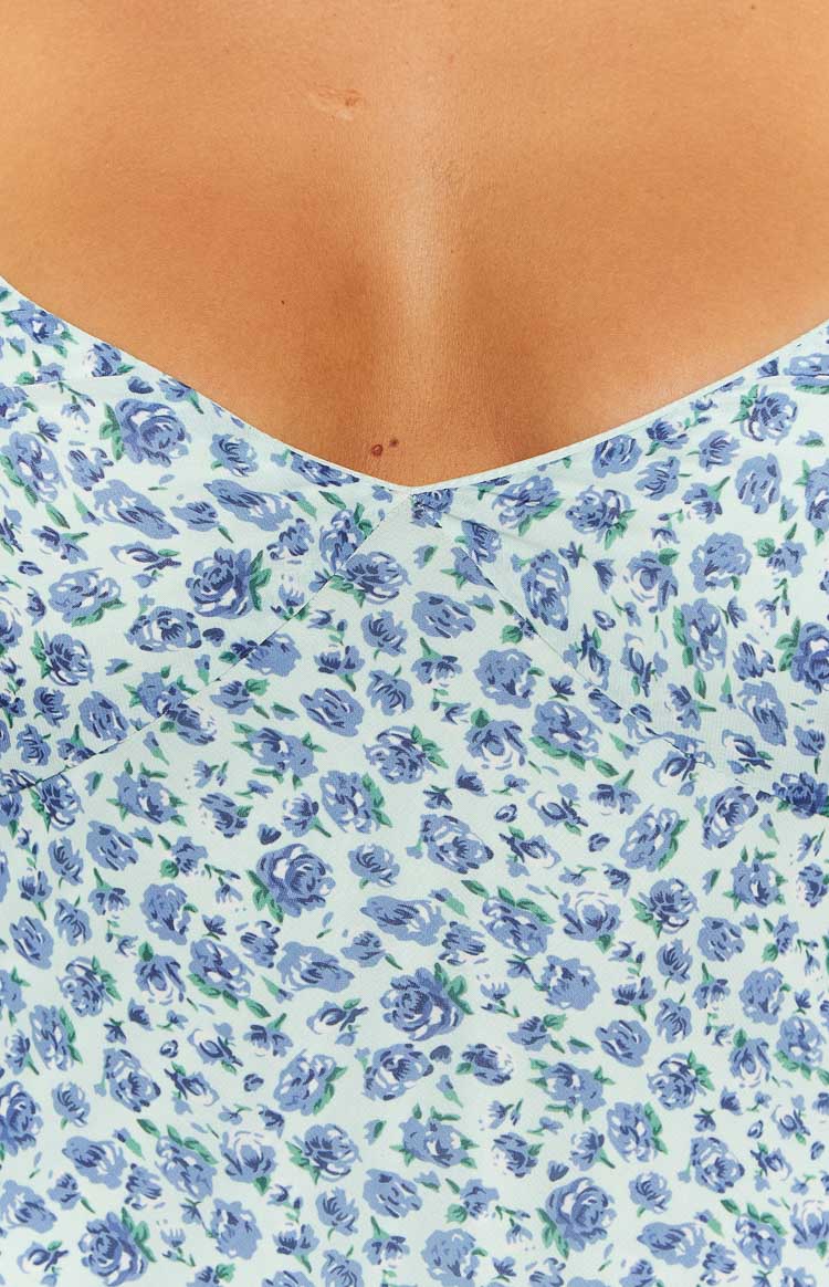 Gemma Dark Blue Floral Midi Dress