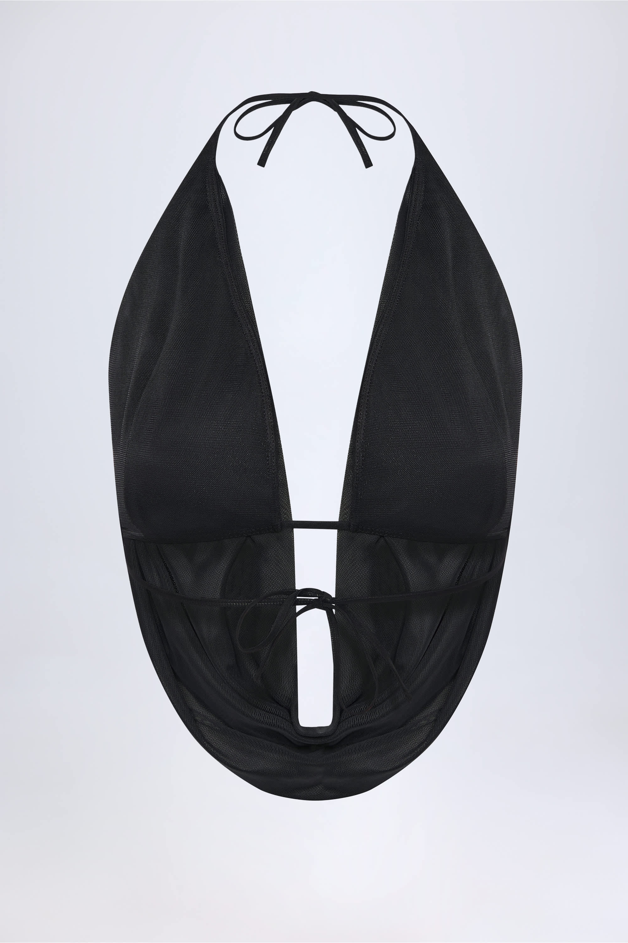 Cowl-Neck Backless Crop Top in Black