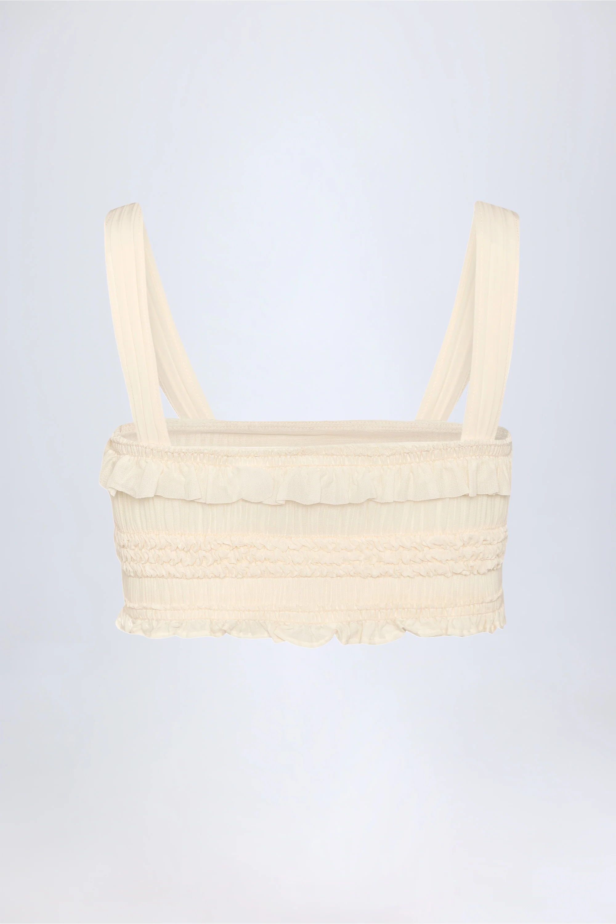 Ruffled Tie-Front Crop Top in Ivory