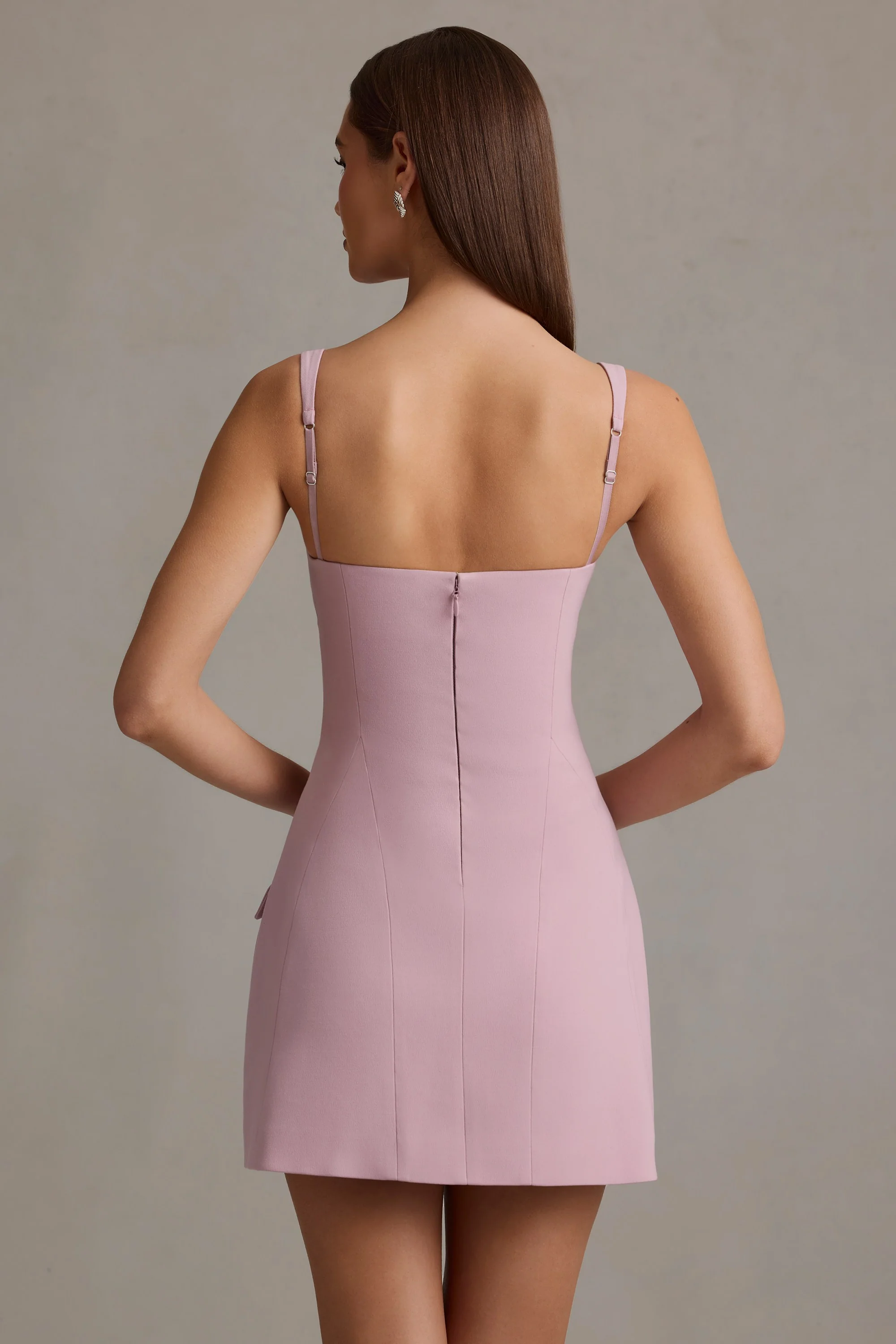 Cut-Out Structured A-Line Mini Dress in Mauve