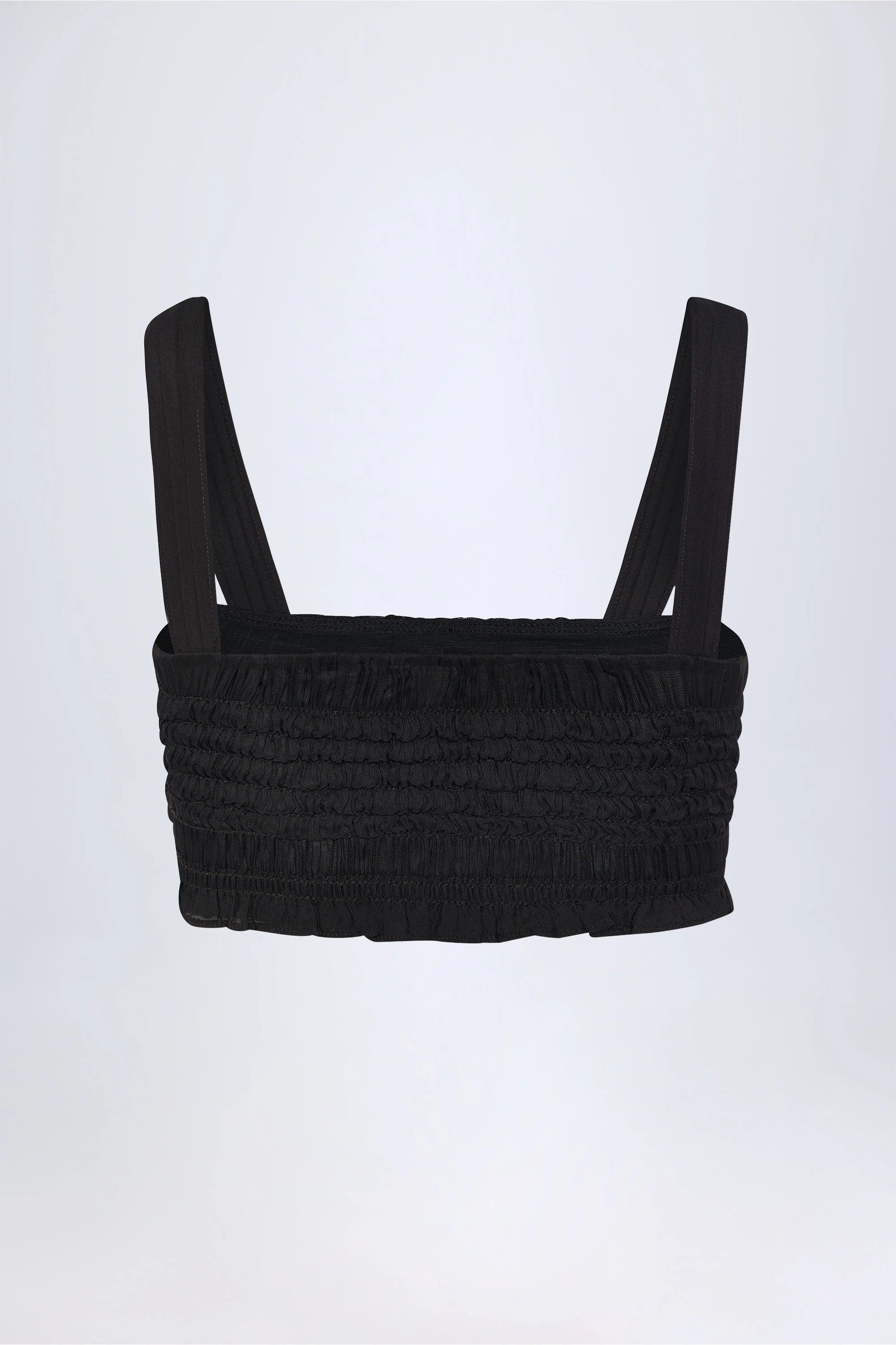 Ruffled Tie-Front Crop Top in Black