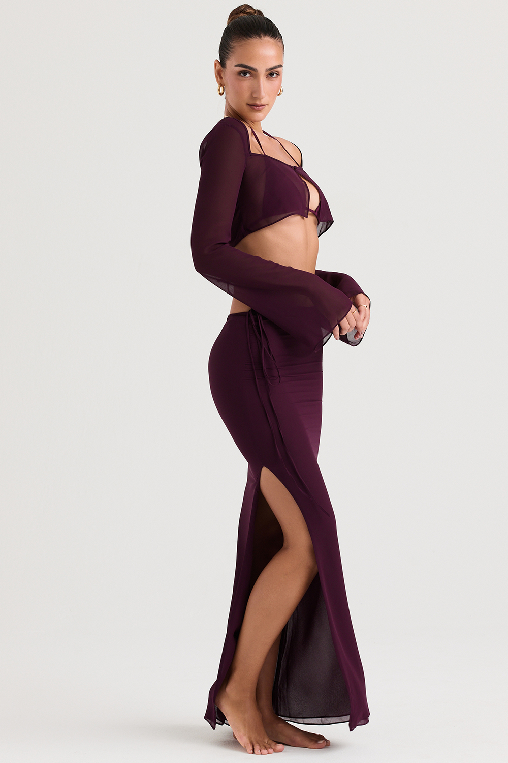 Amalfi Prune Cutout Maxi Skirt