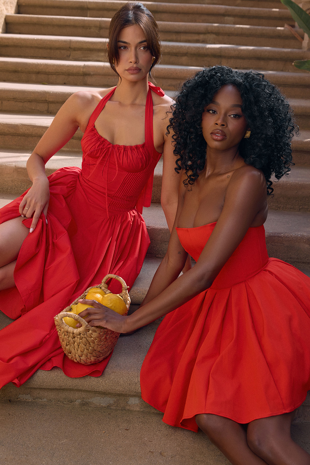 Adabella Italian Tomato Cotton Halter Sundress