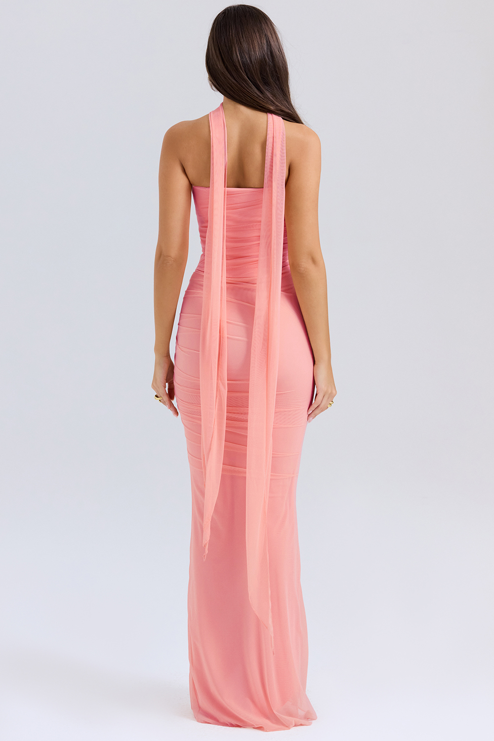 Cassidy Peach Fluted Hem Maxi Skirt