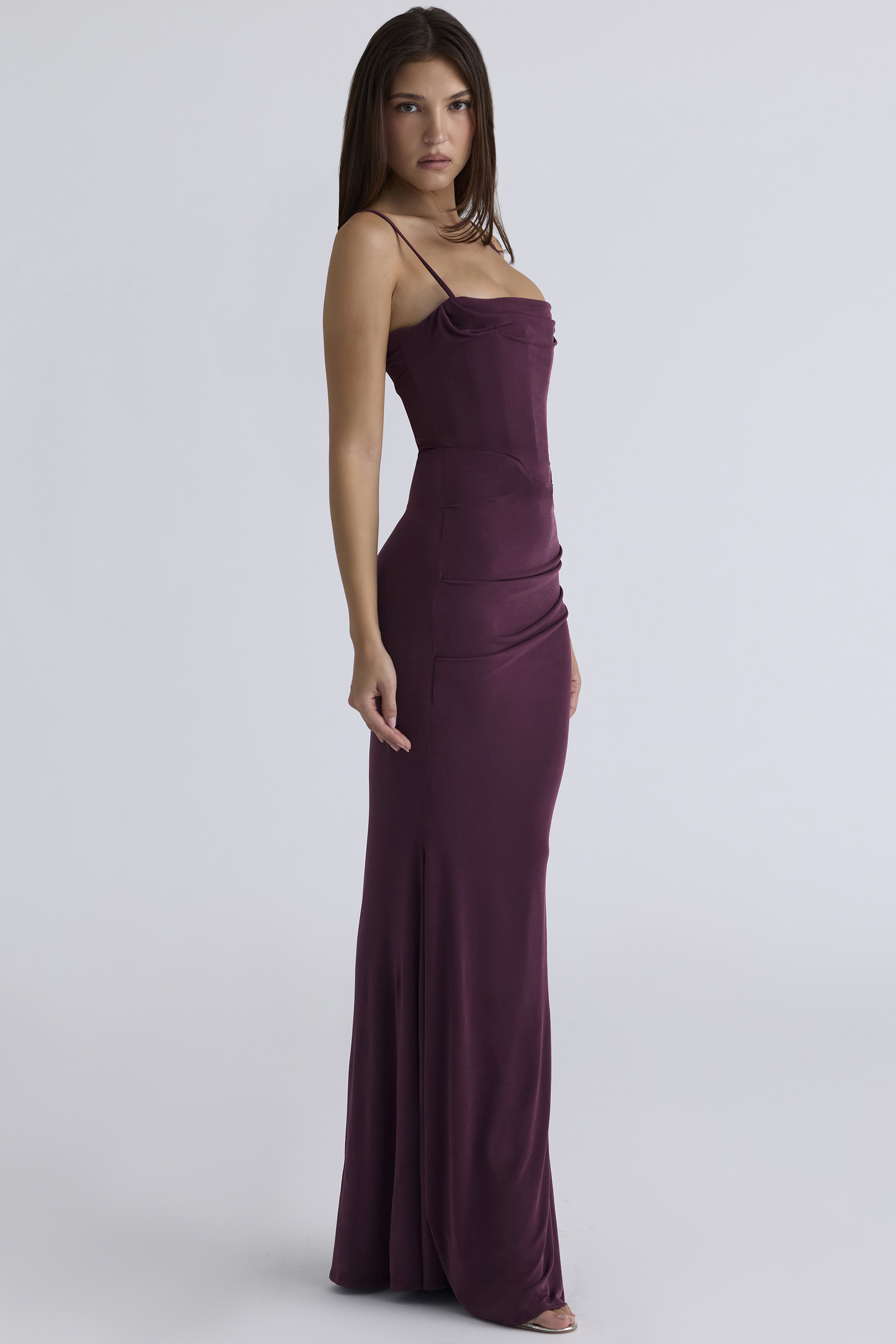 Milena Dark Cherry Corset Maxi Dress