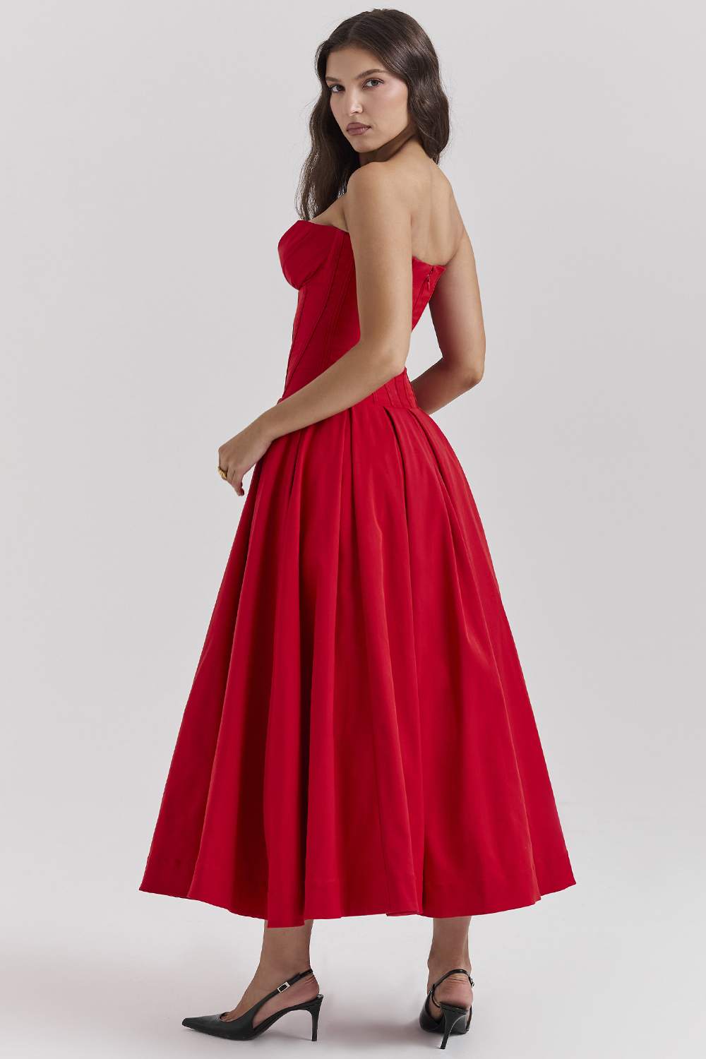 Lady Scarlet Strapless Midi Dress