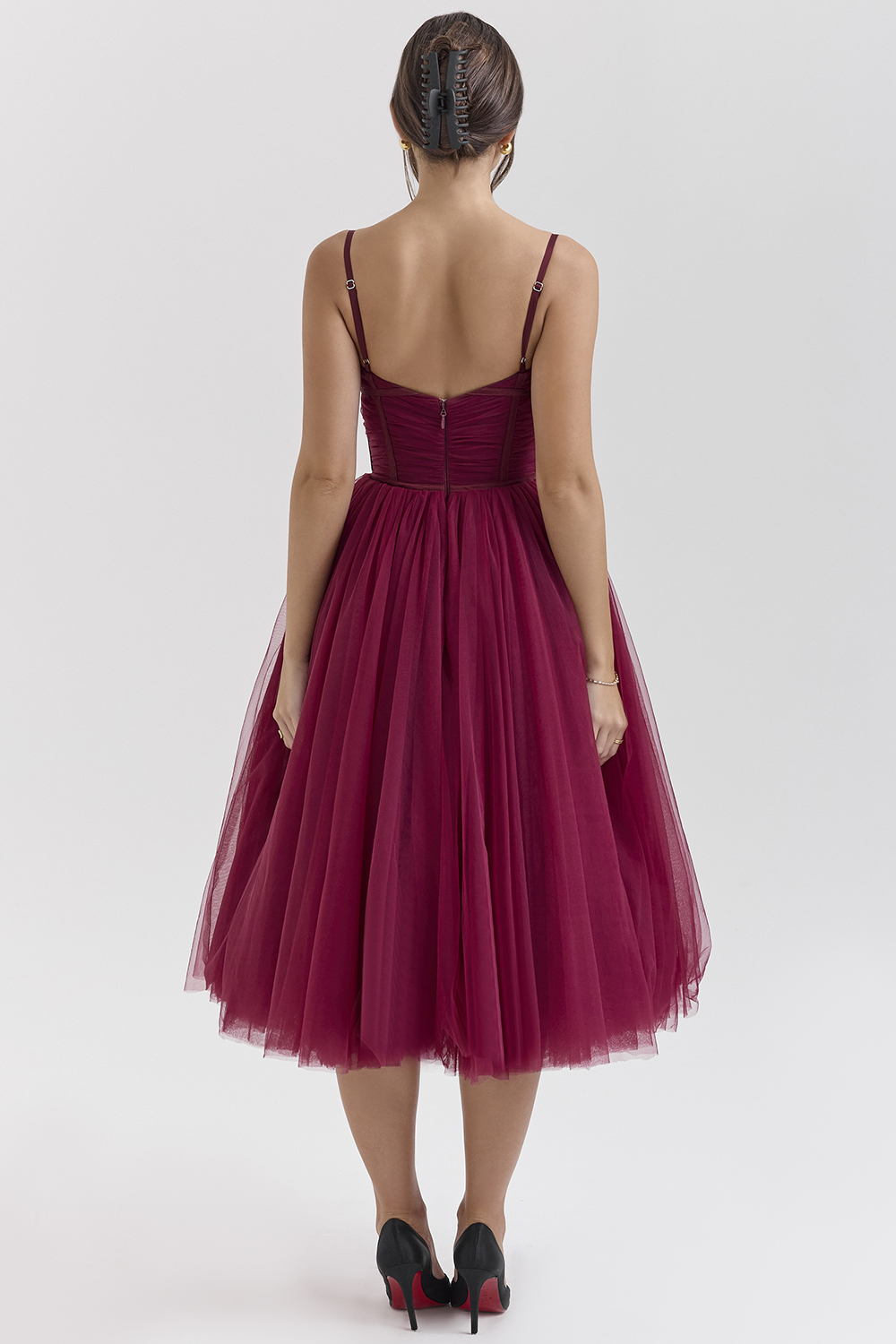 Countess Cabernet Tulle Midi Dress - SALE