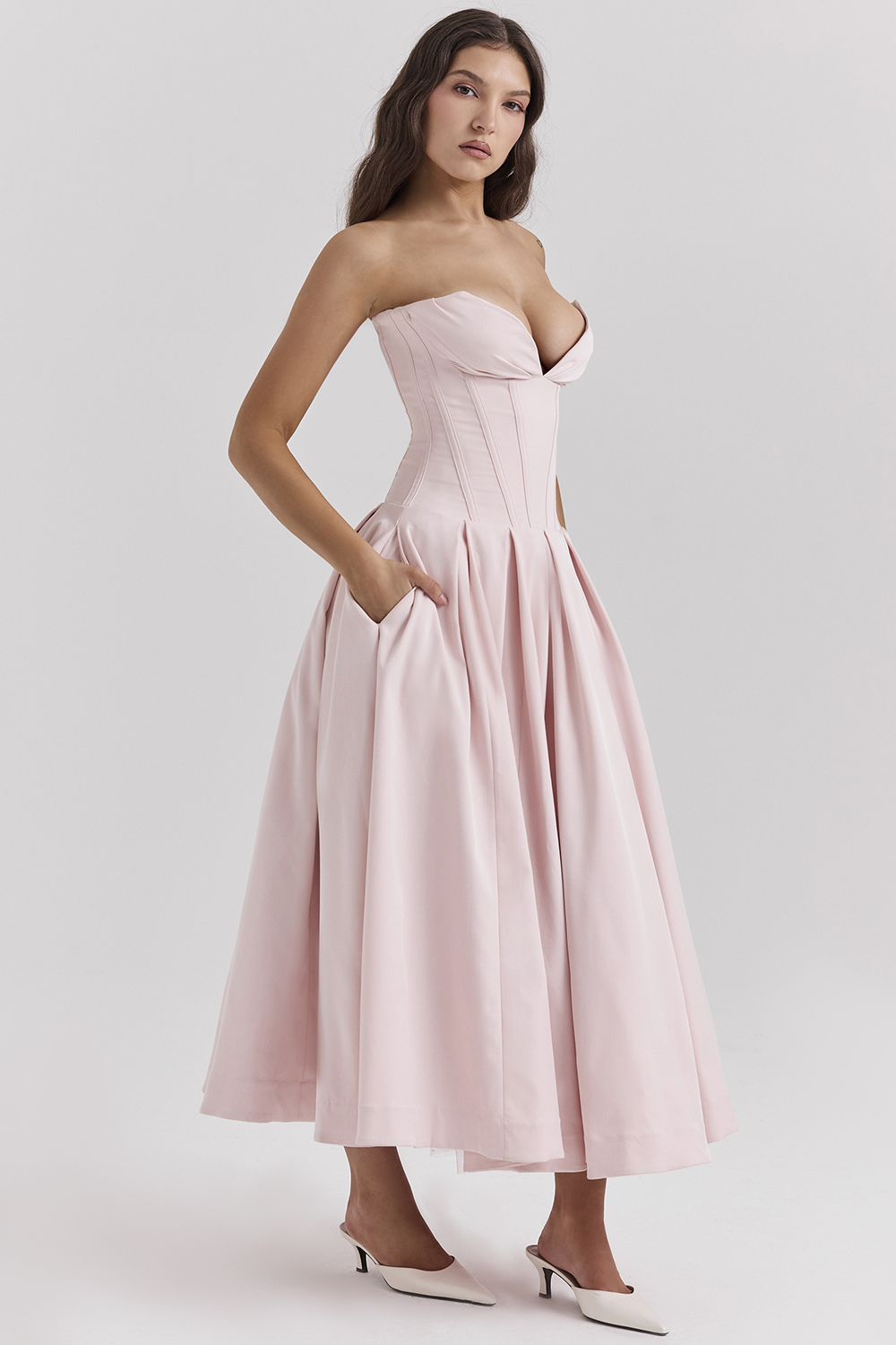 Lady Ballerina Pink Strapless Midi Dress
