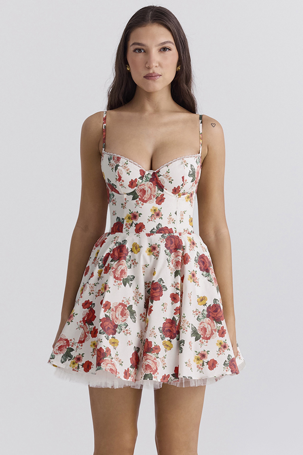 Minimoiselle Italian Rose Print Tulle Mini Dress