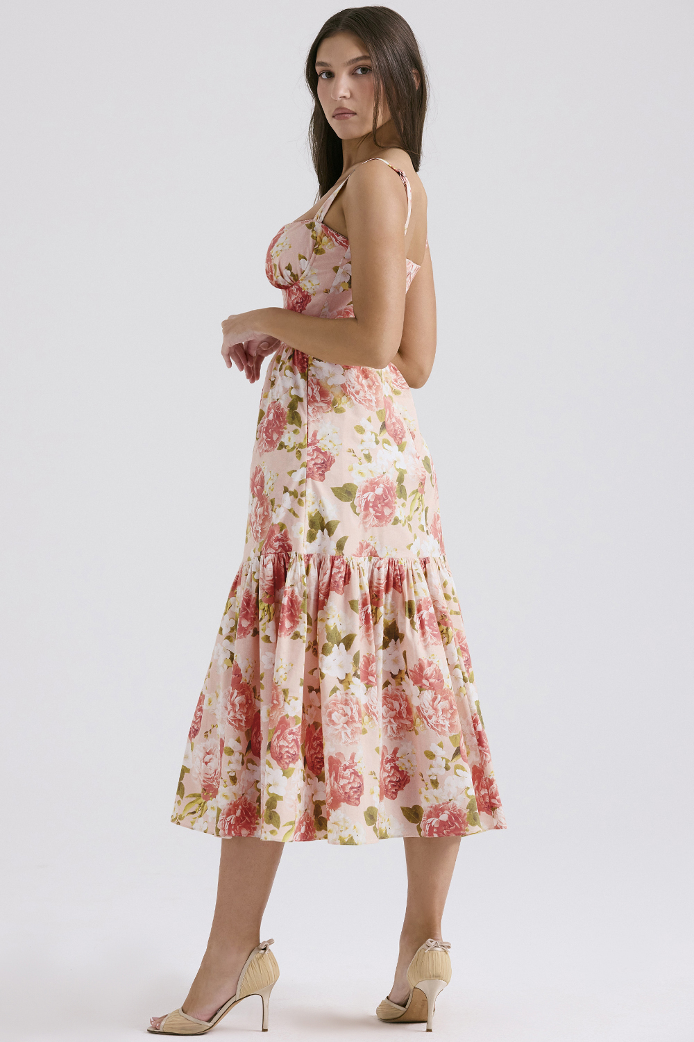 Elia Pink Peony Print Cotton Midi Sundress