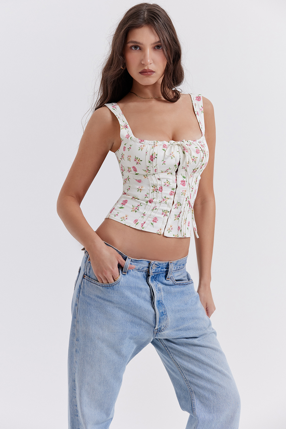 Chicca Rose Print Floral Top