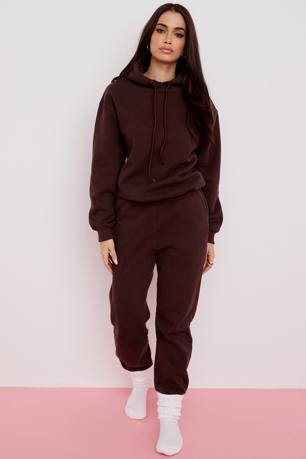 Halo Chocolate Cotton Fleece-Back Oversized Hoodie
