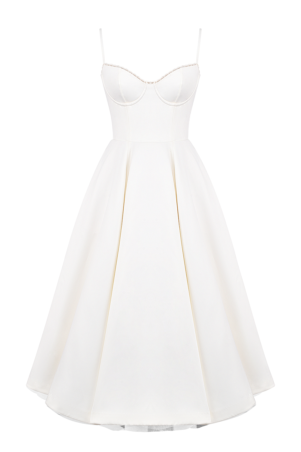 Mademoiselle White Tulle Midi Dress