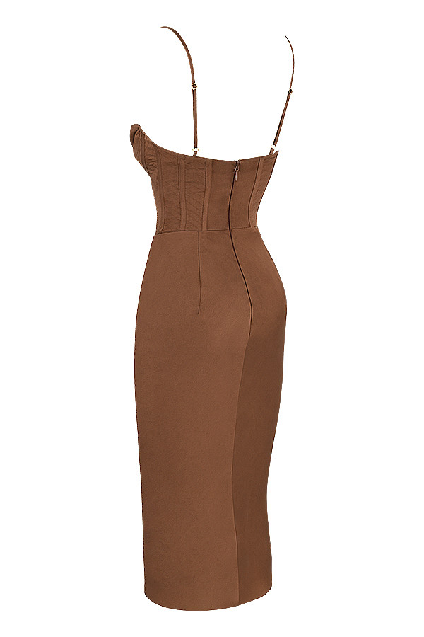 Myrna Chocolate Satin Corset Slip Dress