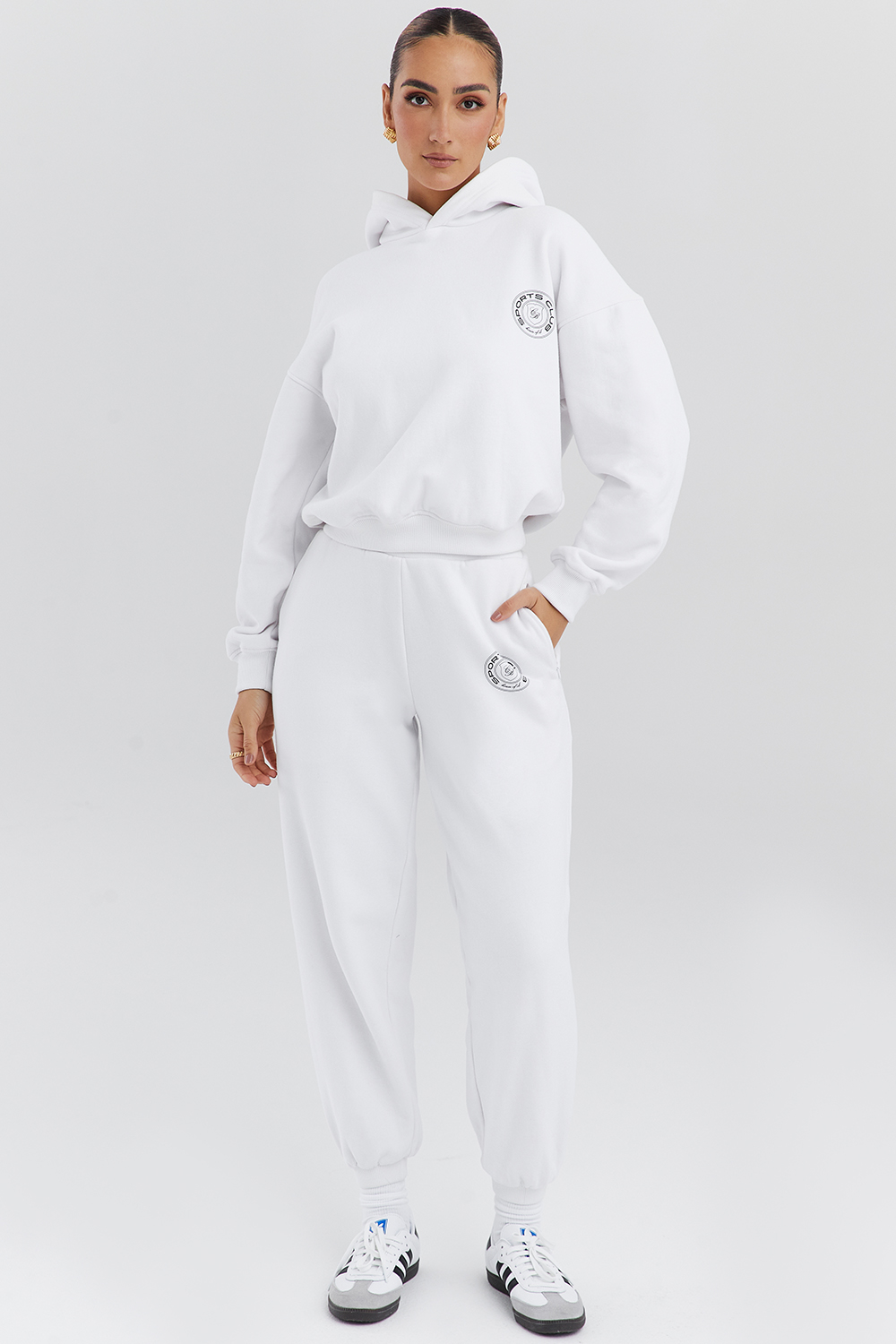 Muse White Cotton Fleece-Back Hoodie