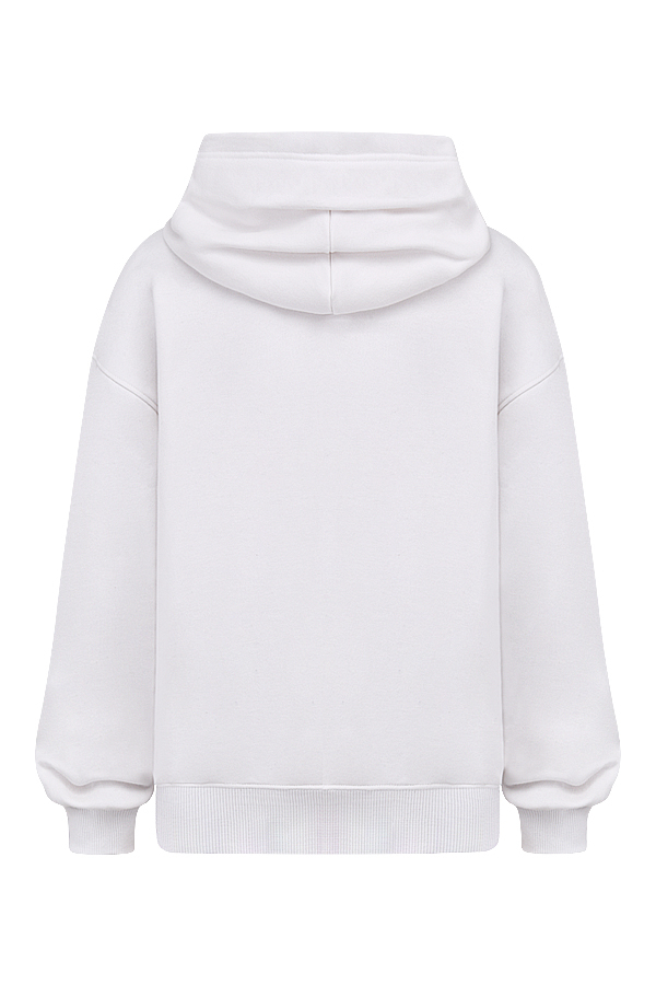Muse White Cotton Fleece-Back Hoodie