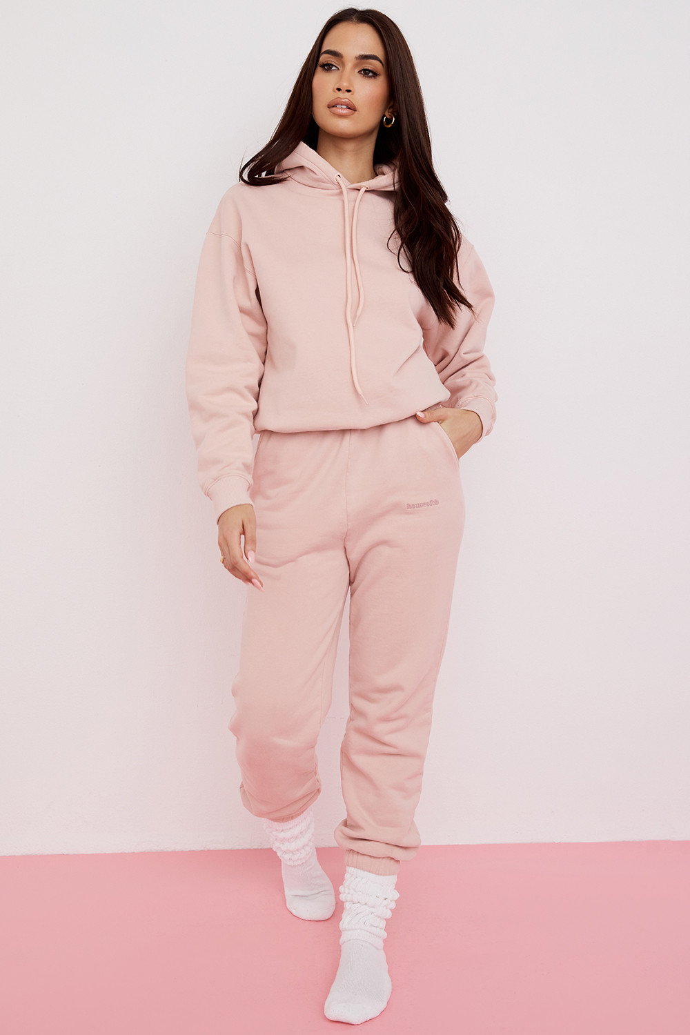 Halo Blush Cotton Fleece-Back Oversized Hoodie