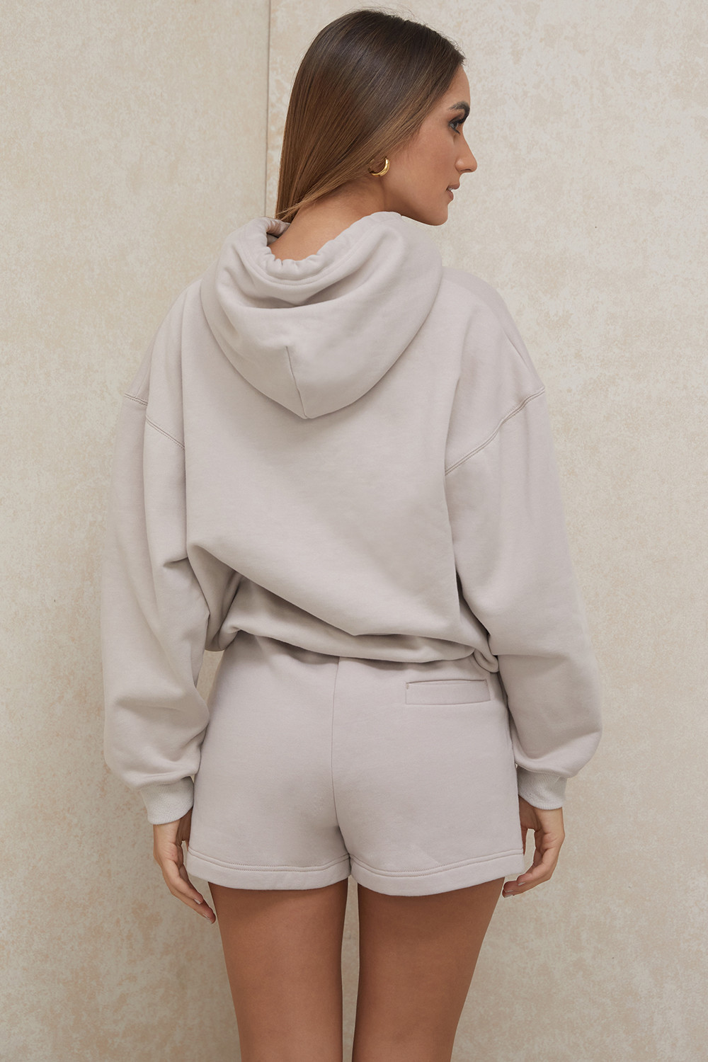 Halo Stone Cotton Fleece-Back Oversized Hoodie