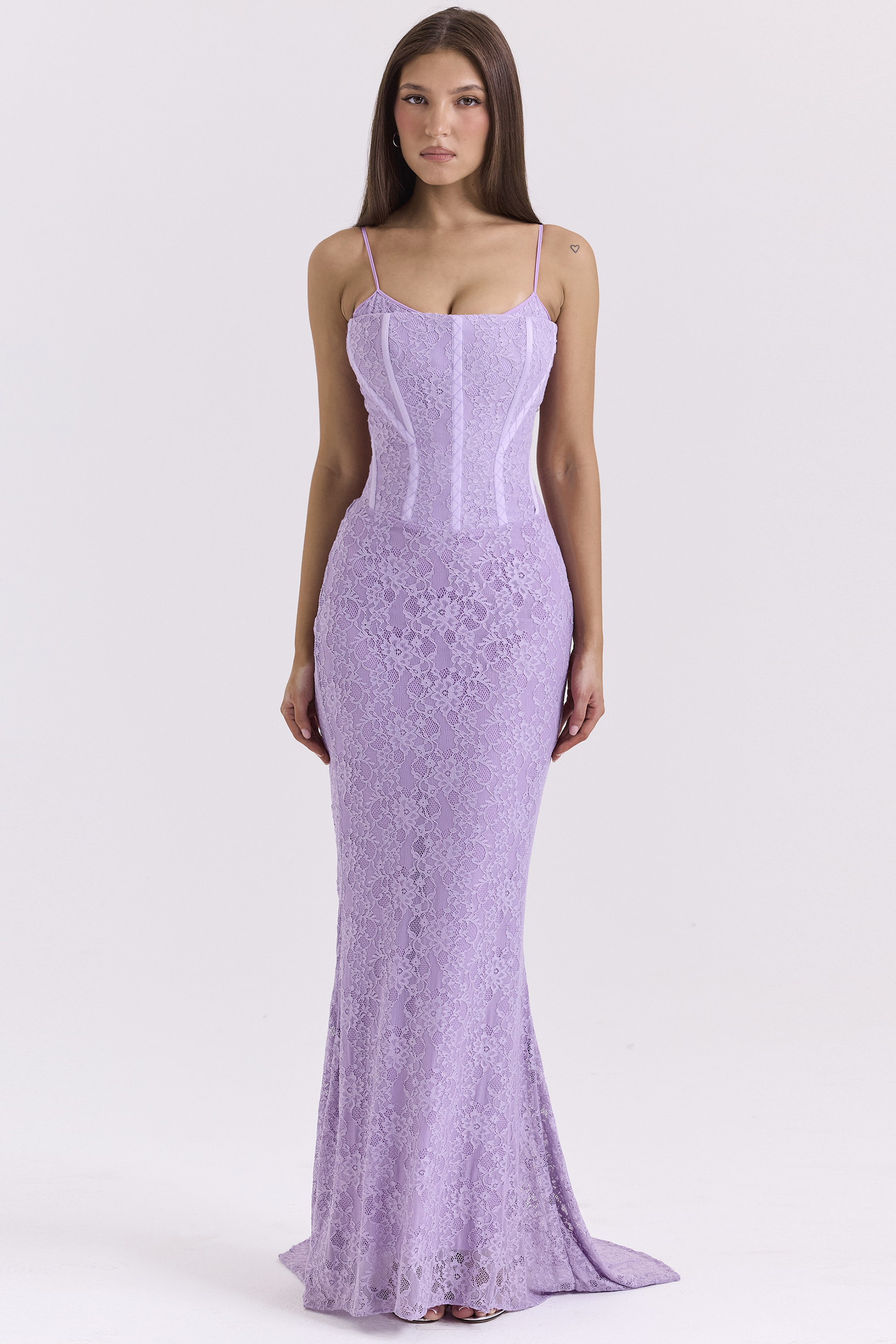 Antonina Orchid Lace Corset Maxi Dress