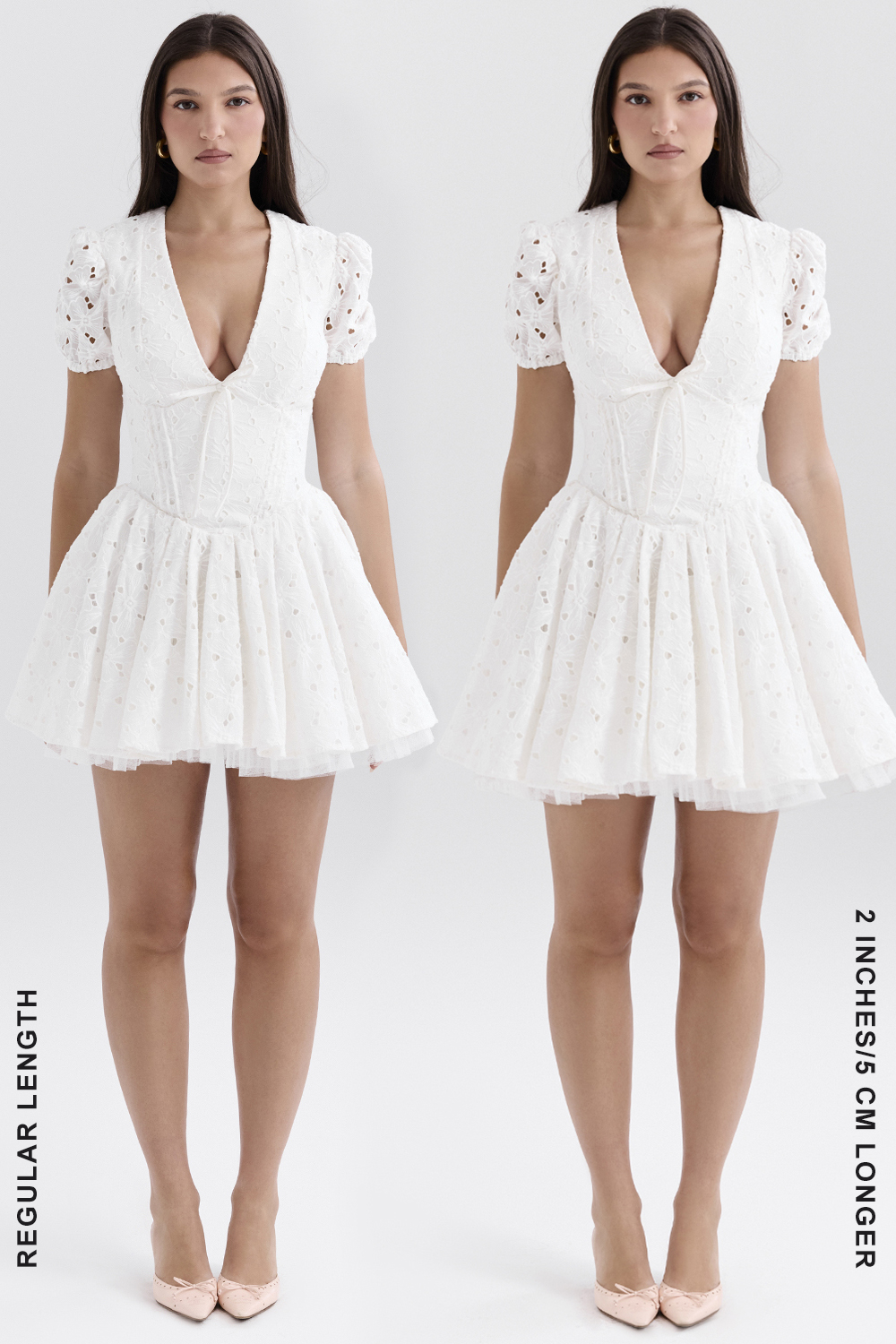 Imani White Pleated Broderie Anglais Mini Dress