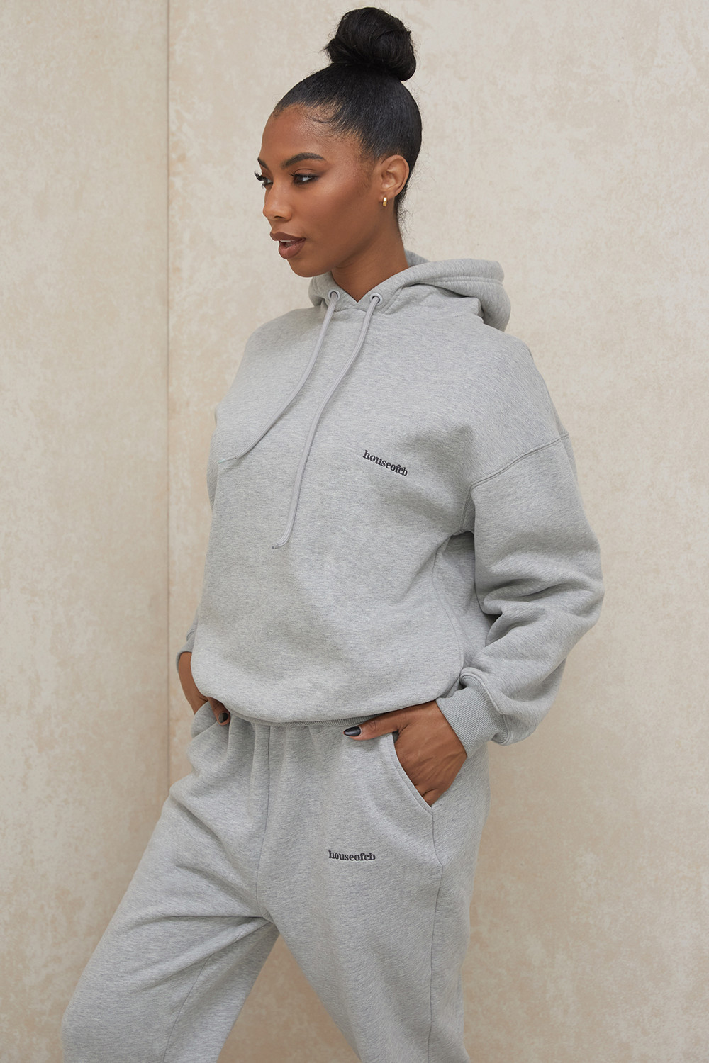 Halo Grey Cotton Fleece-Back Oversized Hoodie