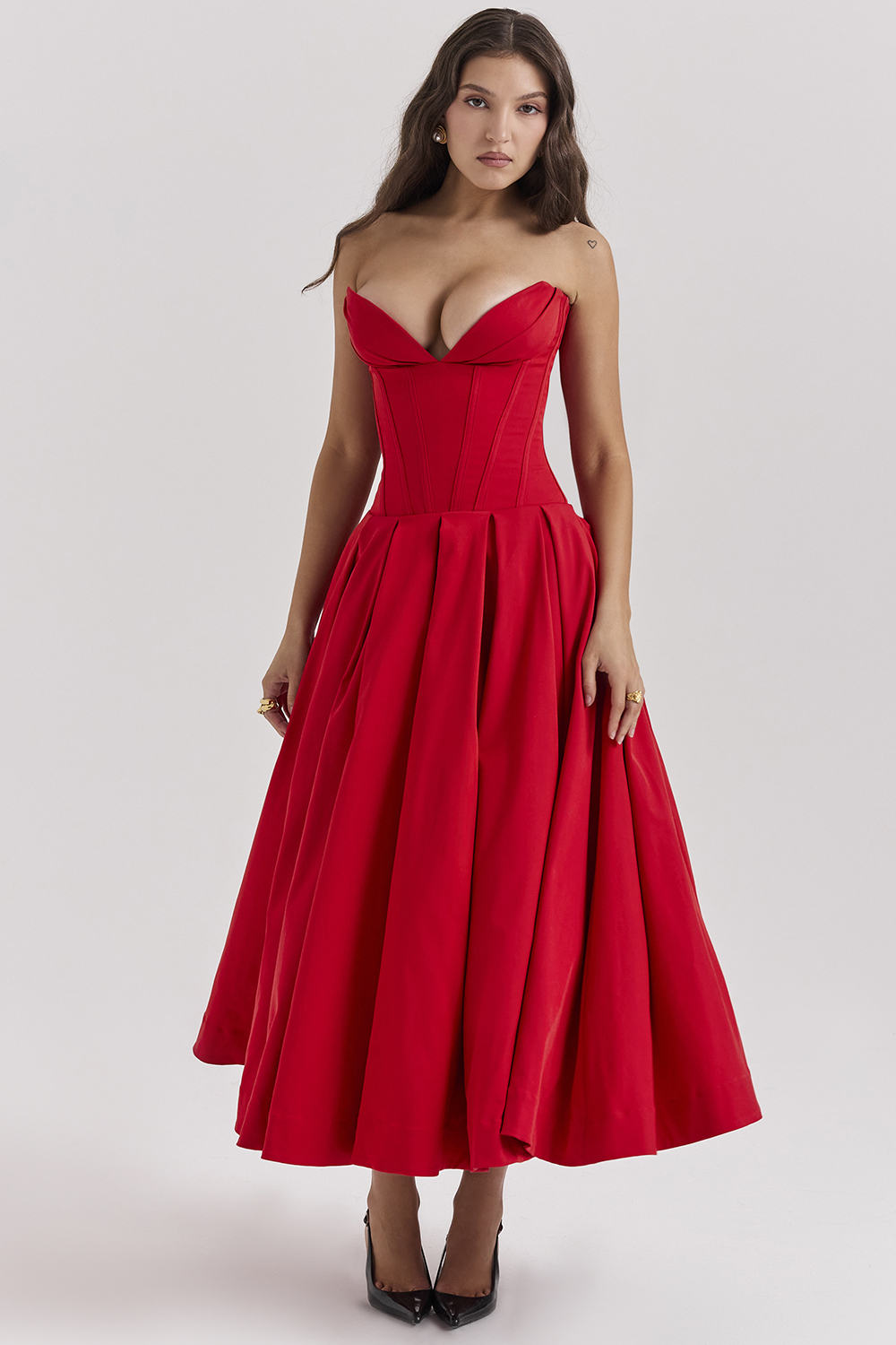 Lady Scarlet Strapless Midi Dress