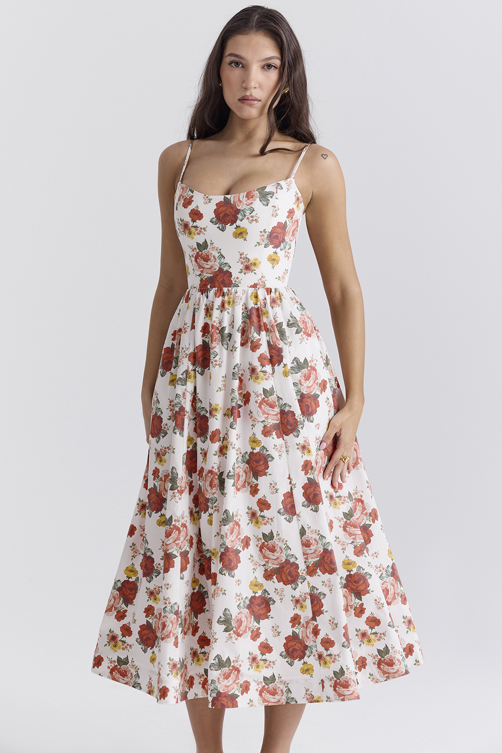Lolita Italian Rose Print Cotton Corset Sundress