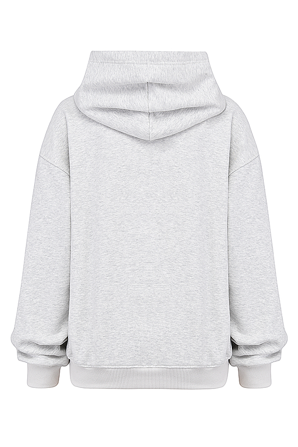 Muse Light Grey Marl Cotton Fleece-Back Hoodie