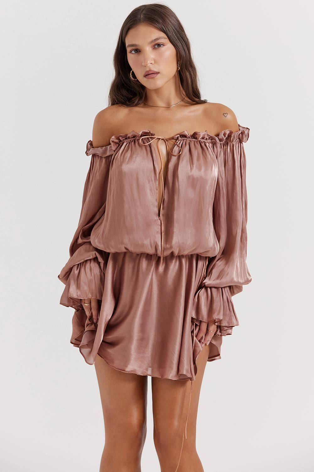 Chaya Hazelnut Off Shoulder Dress