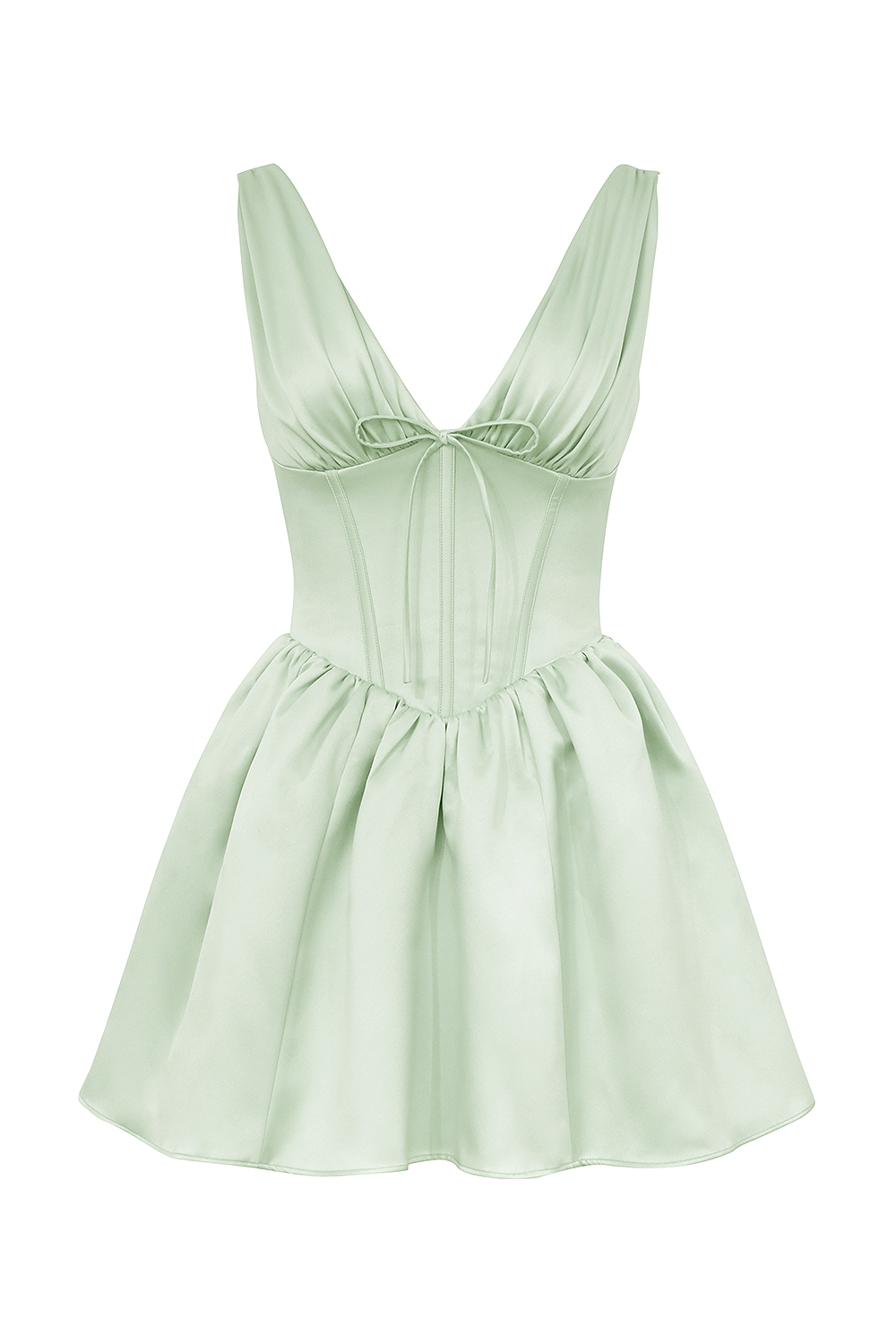 Emmeliette Pistachio Satin Mini Dress - SALE