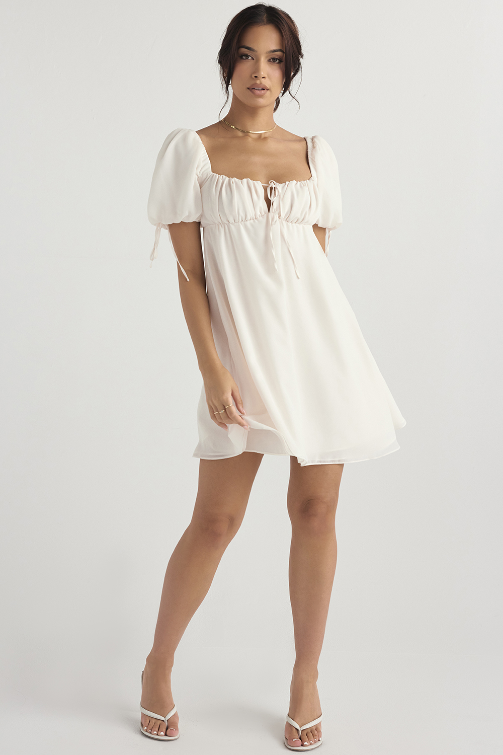 Princess Ivory Georgette Mini Dress - SALE