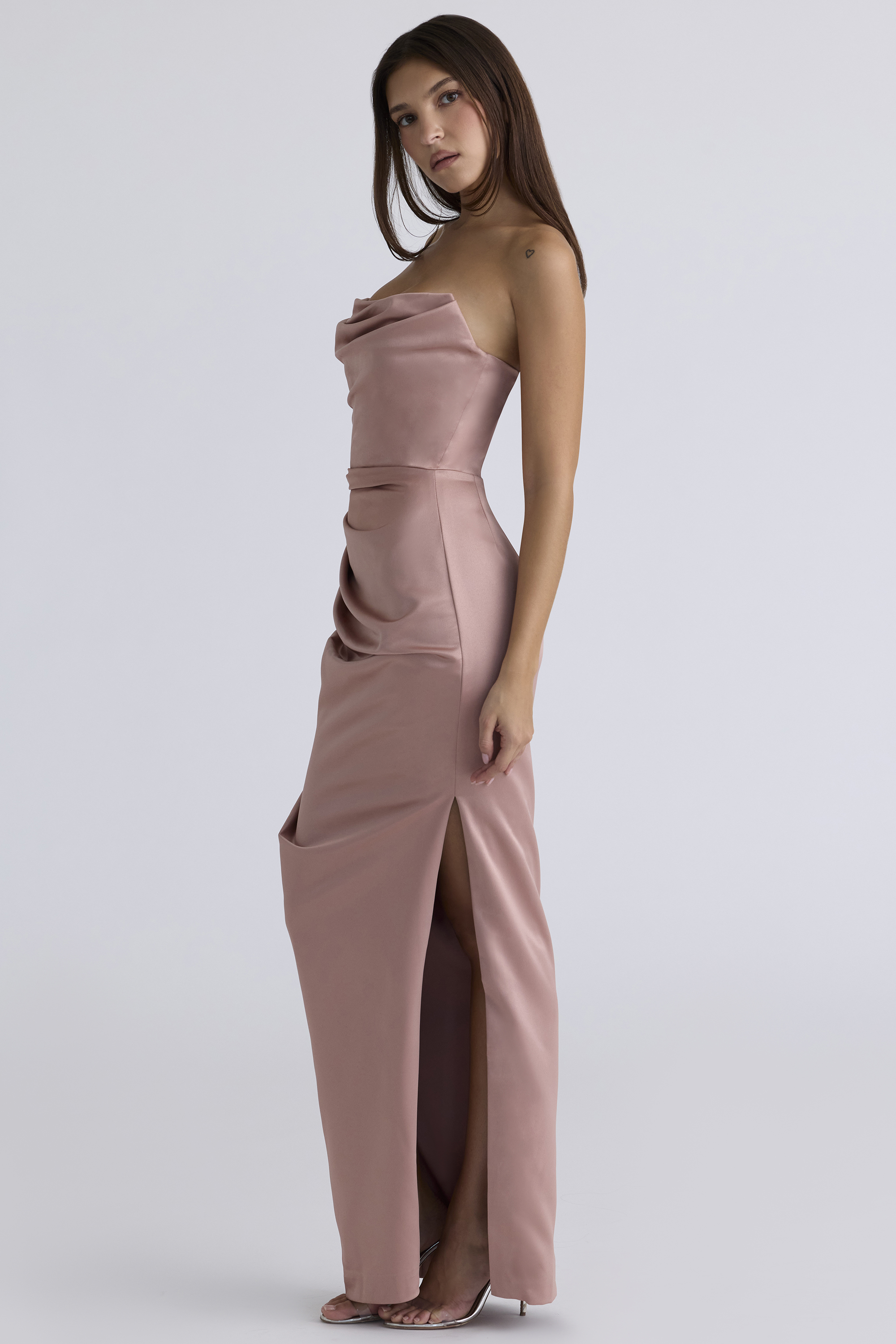 Adrienne Blush Satin Strapless Gown