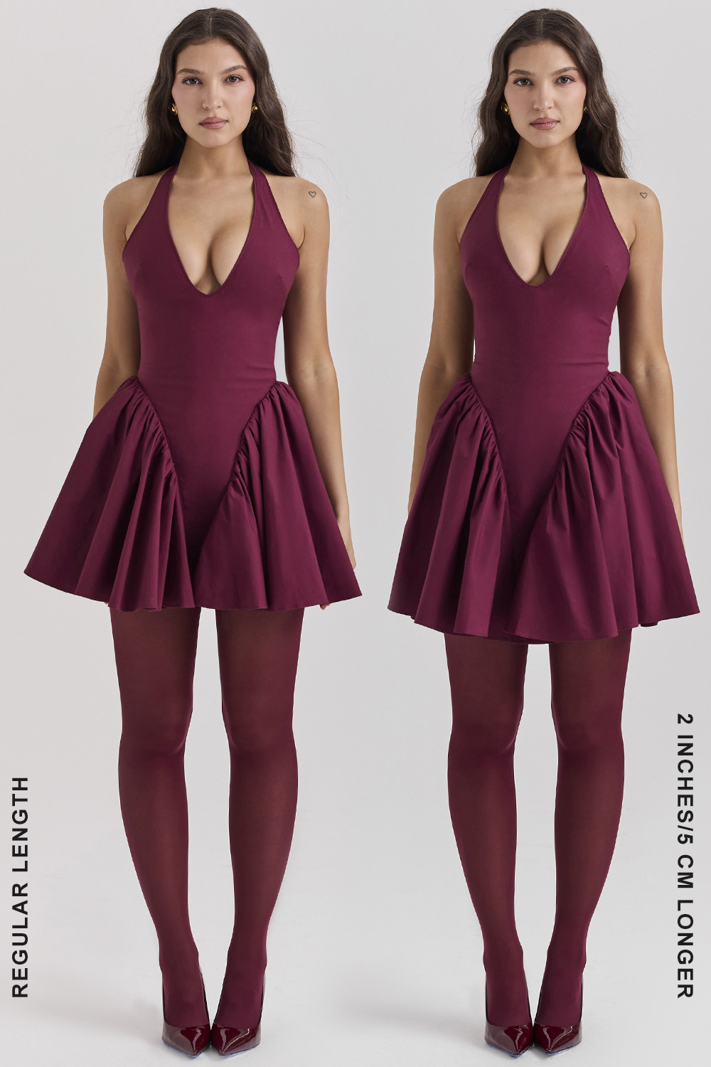 Valentia Wine Halter Mini Dress