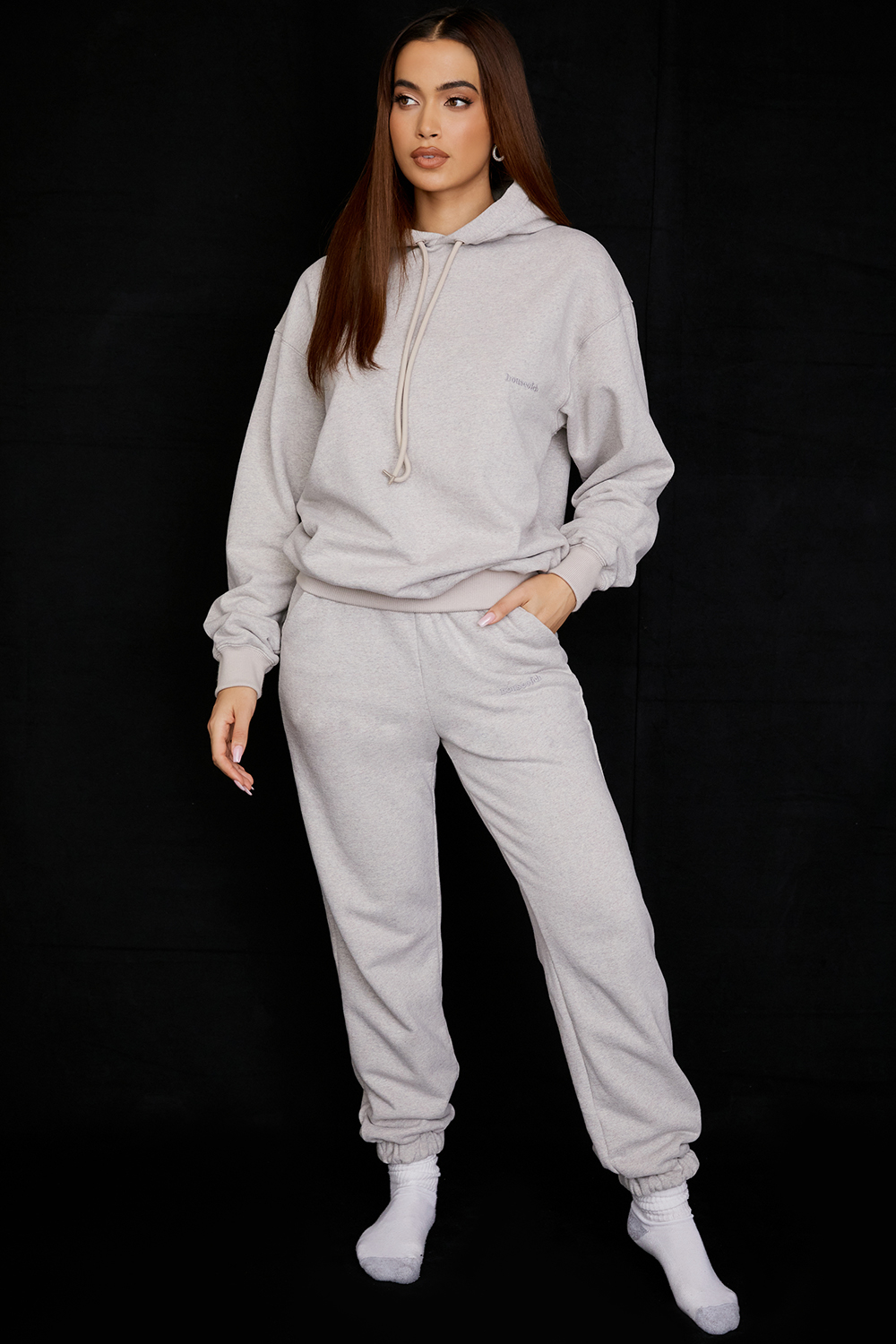 Halo Light Grey Cotton Fleece-Back Oversized Hoodie