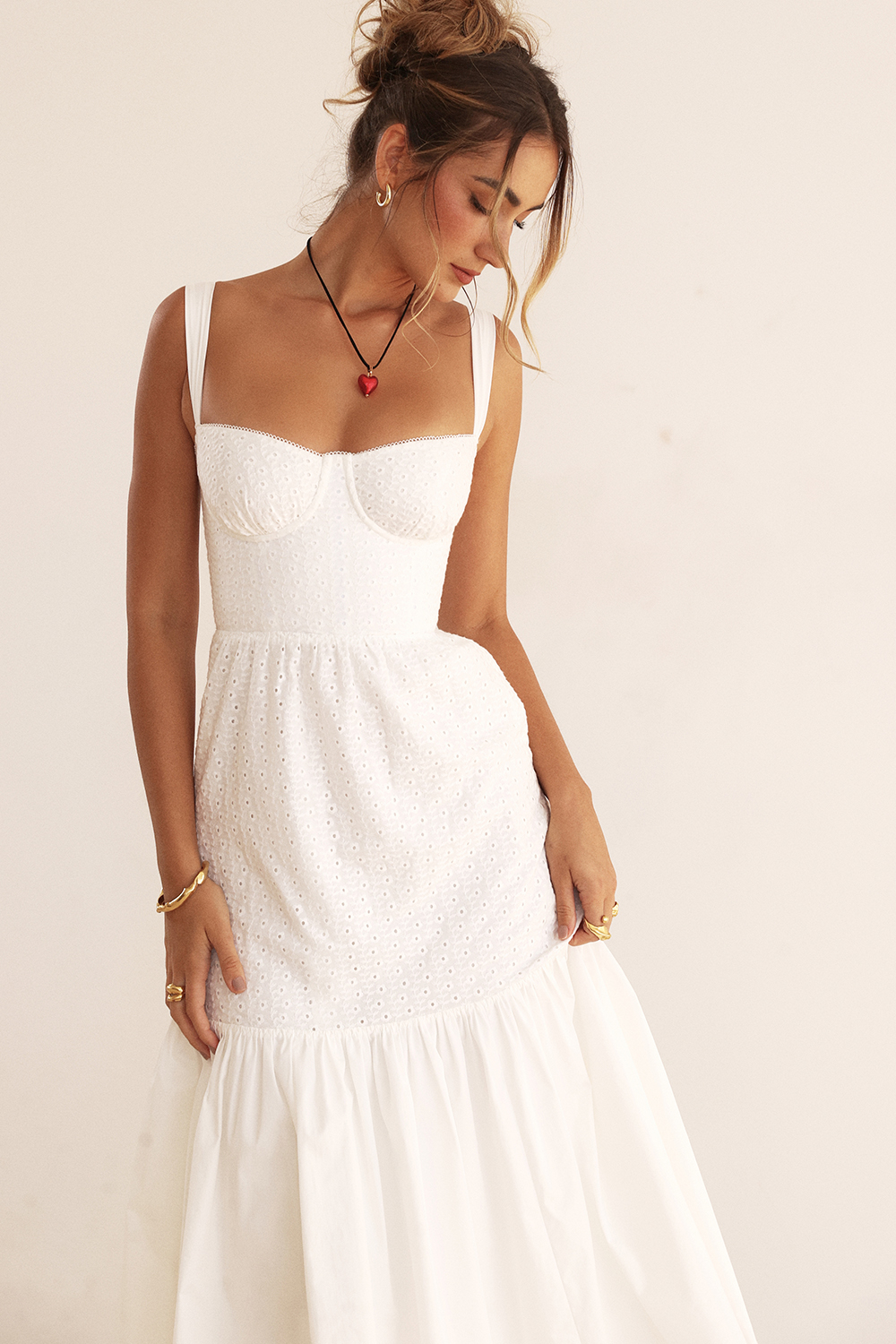 Elia White Broderie Anglaise Midi Sundress