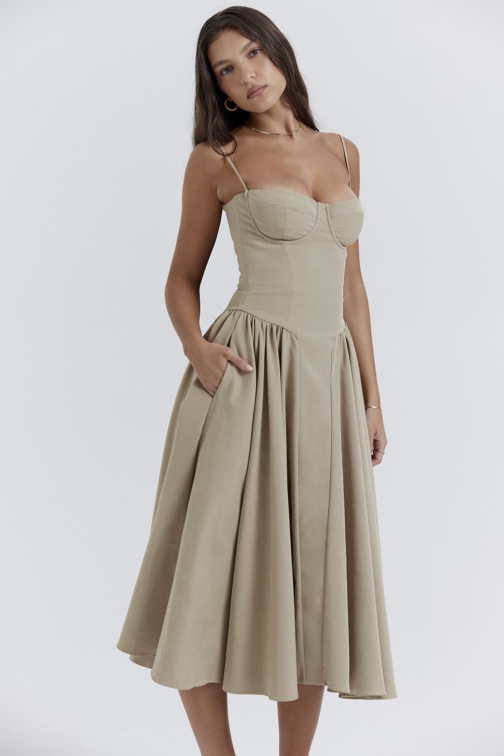 Samaria Taupe Corset Sundress