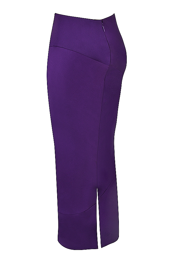 Colette Grape Satin Low Waist Midi Skirt