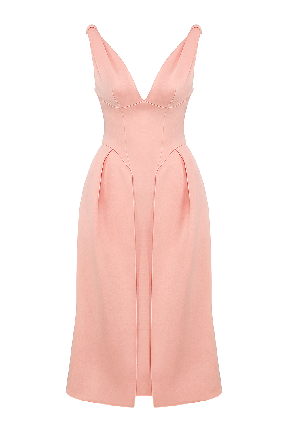 Paloma Peach Satin Pleated Midi Dress - SALE