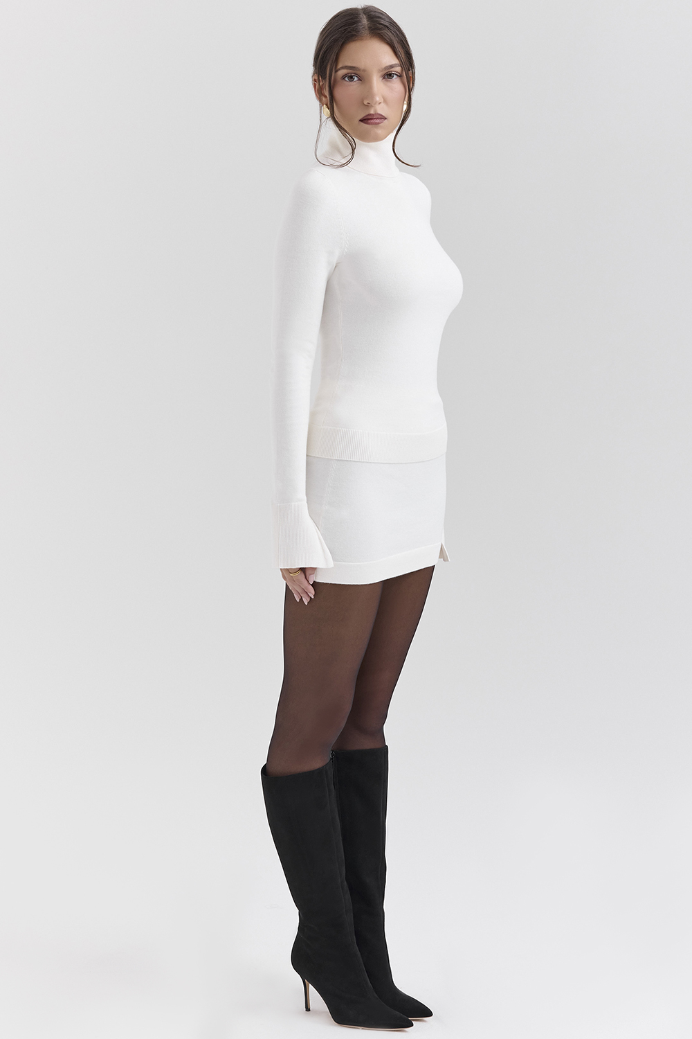 Hazel Ivory Cashmere Roll Neck Sweater