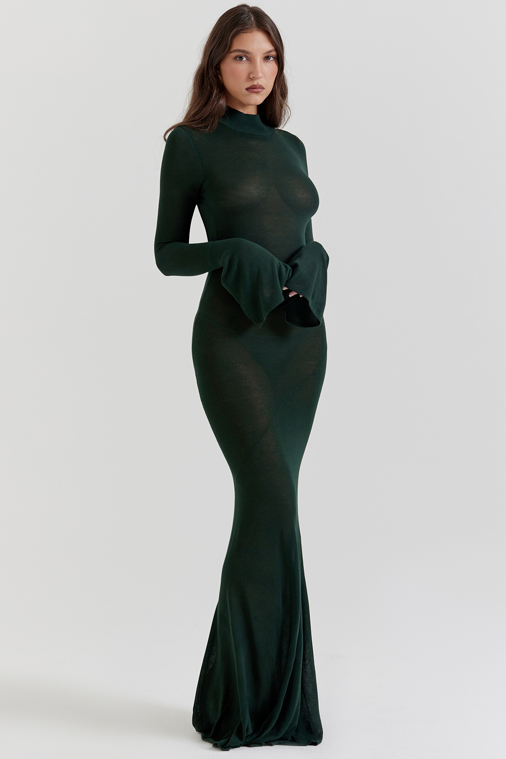 Sancha Forest Green Knit Maxi Dress