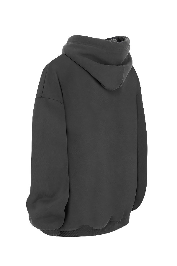 Halo Charcoal Cotton Fleece-Back Oversized Hoodie