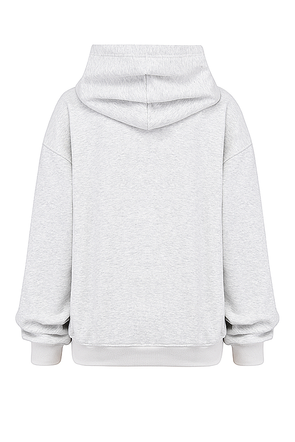 Mirage Light Grey Marl Cotton Fleece-Back Zip Through Hoodie