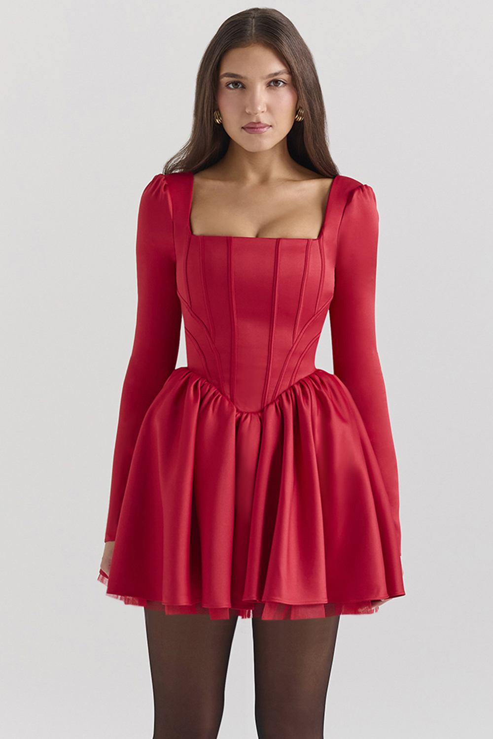 Nina Holly Red Removable Bow Tulle Mini Dress - SALE