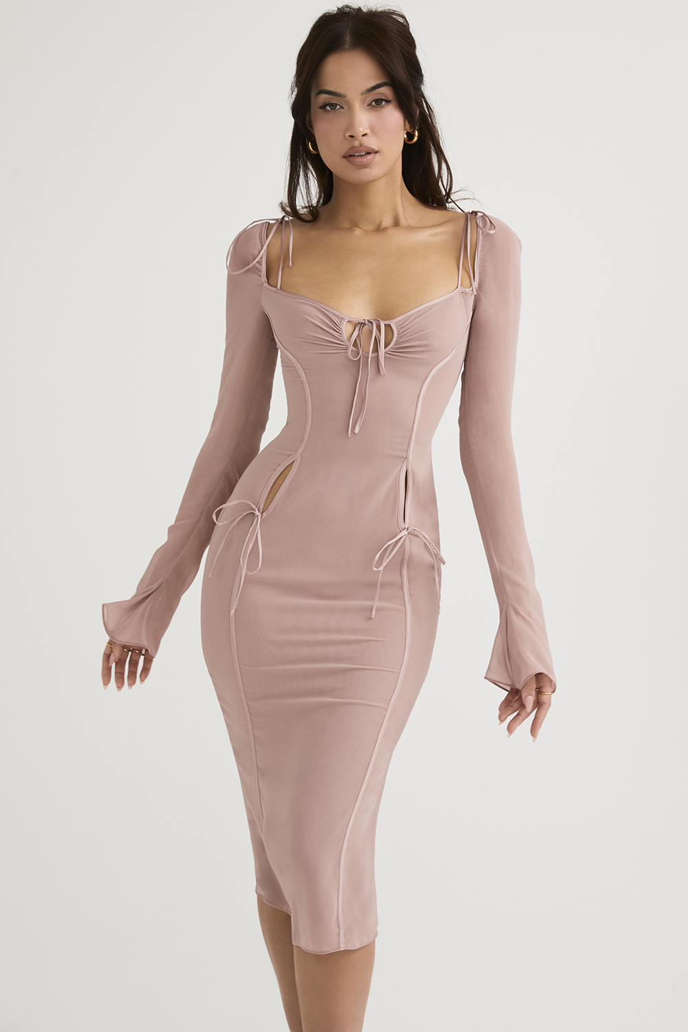 Ophelia Blush Cutout Midi Dress