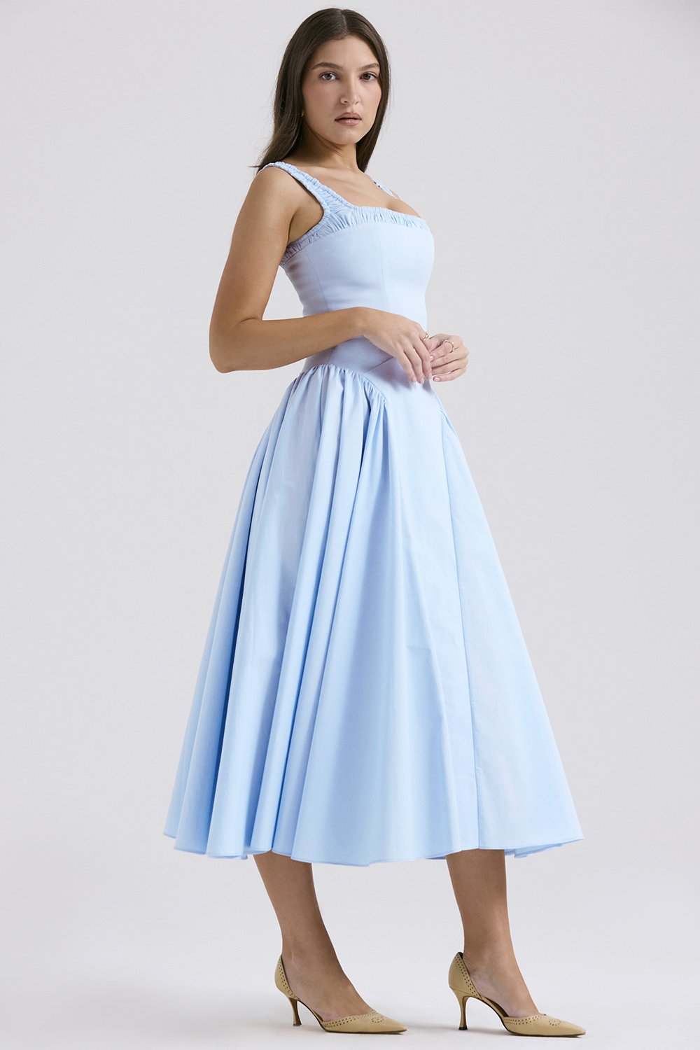 Dorothy Italian Azure Cotton Midi Sundress