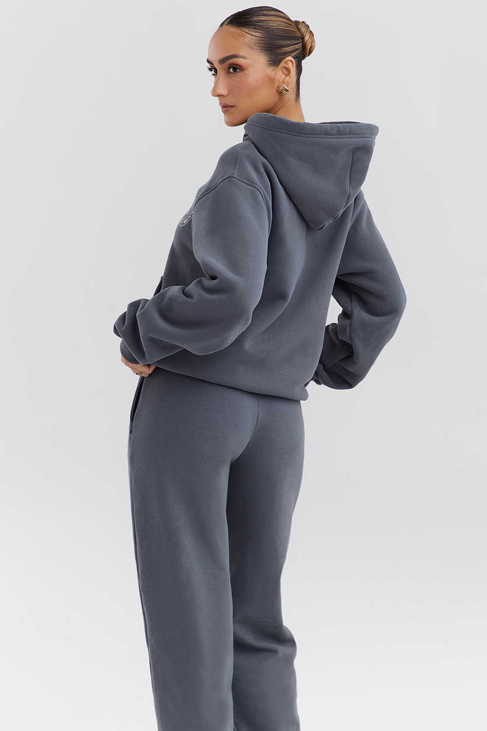 Muse Slate Cotton Fleece-Back Hoodie