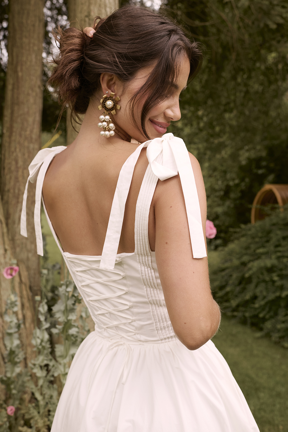 Hattie White Pin Tuck Cotton Midi Sundress