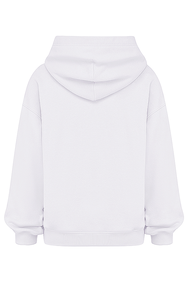 Mirage White Cotton Fleece-Back Zip Through Hoodie