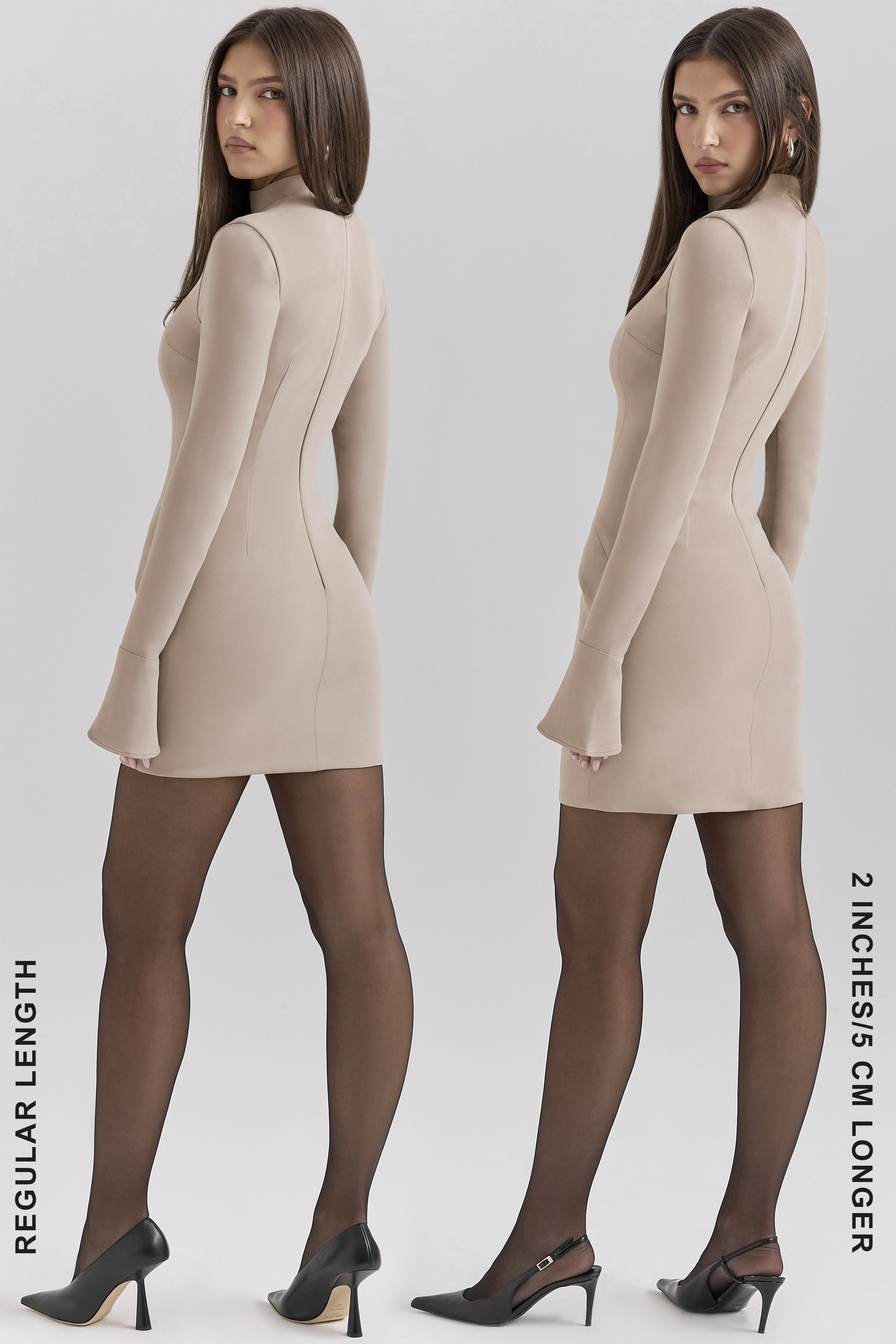 Mahalia Taupe Long Sleeve Mini Dress